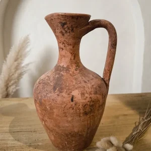 Cruche pichet ancien en terre cuite brute patinee style poterie artisanale wabi sabi - La Brocante de Paula