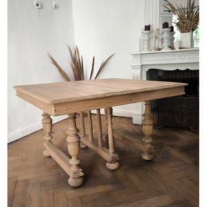 La Brocante de Paula Table Henri II en Noyer Massif Rénovée — Modèle Modulable à Roulettes